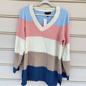 NWT Lane Bryant Super Soft Colorblock Sweater V-neck - 14/16